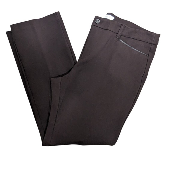 Charter Club Women's Pants Size 16 Brown Dress Pants‎ with Faux Leather Trim - Picture 6 of 7